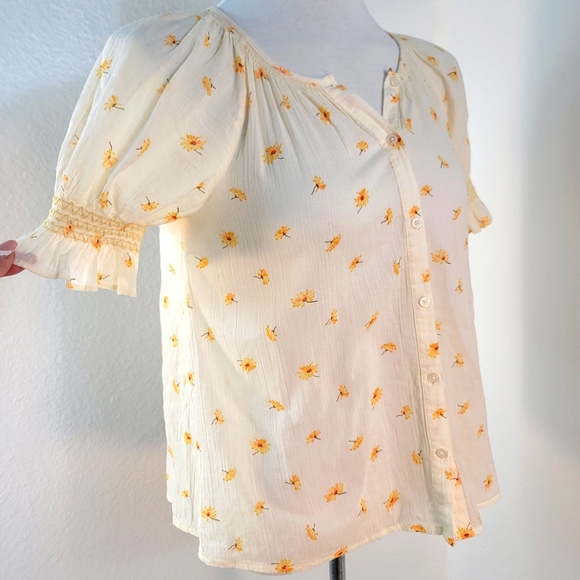 MADEWELL SMOCKED TOP FRENCH DAISY FLORAL PRINT BUTTON UP SIZE XXS - Picture 6 of 16